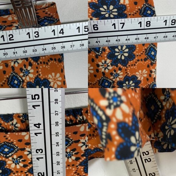NEW Smythe Printed Wide Leg Cropped Pants Batik Floral Size XS Rust Floral Boho - Picture 10 of 12